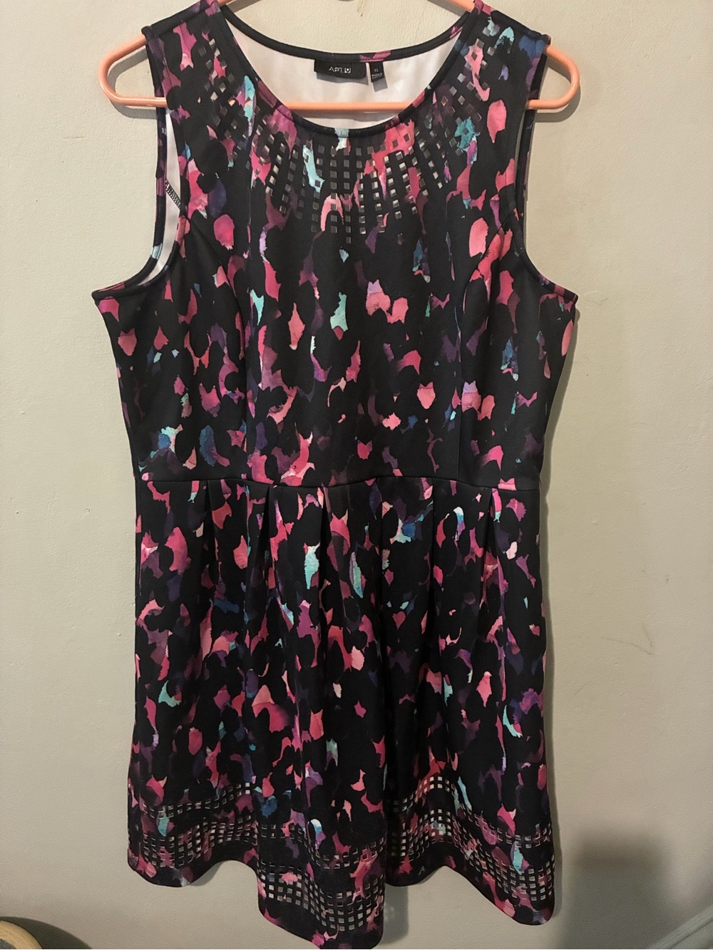 Apt. 9 Black Maxi Dress with Pink and Teal Floral Print